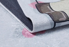 Kids Pink Rug – Figured Digital Print Non Slip Washable Area Carpet