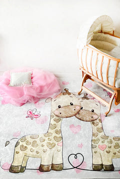 Kids Pink Rug – Figured Digital Print Non Slip Washable Area Carpet