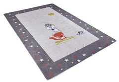 Kids Digital Print Rug – Grey Figured Non Slip Antibacterial Children's Area Carpet