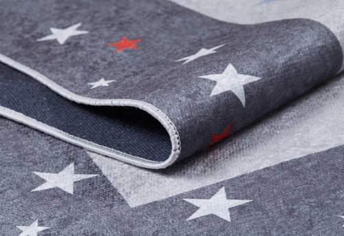 Kids Digital Print Rug – Grey Figured Non Slip Antibacterial Children's Area Carpet