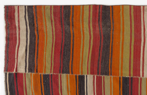 Girit Multy Striped Wool Handmade Area Rug 4'10" x 12'5"