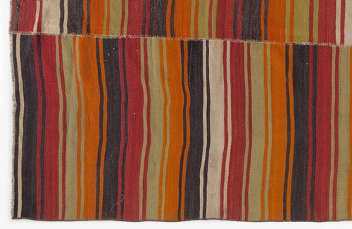 Girit Multy Striped Wool Handmade Area Rug 4'10" x 12'5"