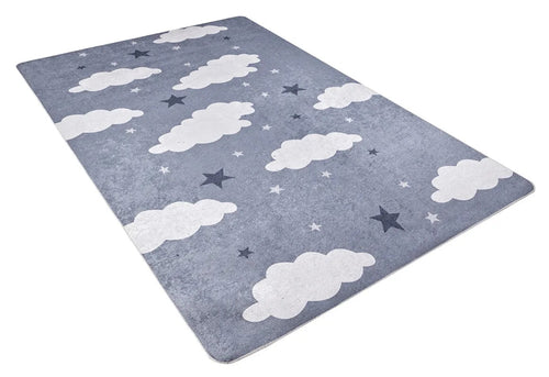 Kids Digital Print Rug - Grey Figured Non Slip Antibacterial Children's Area Rug