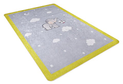 Kids Digital Print Rug – Grey Figured Children's Area Rug, Non Slip & Antibacterial