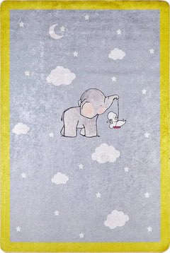 Kids Digital Print Rug – Grey Figured Children's Area Rug, Non Slip & Antibacterial