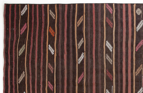 Girit Beige Striped Wool Handmade Area Rug 5'11" x 11'0"