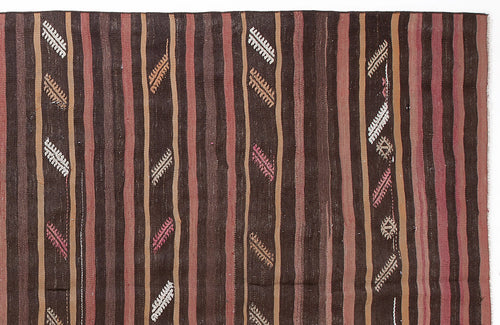 Girit Beige Striped Wool Handmade Area Rug 5'11" x 11'0"