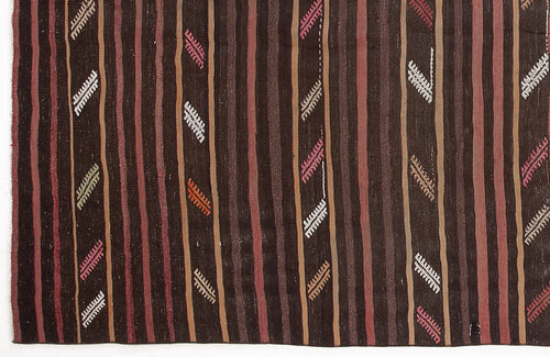 Girit Beige Striped Wool Handmade Area Rug 5'11" x 11'0"