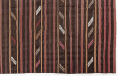 Girit Beige Striped Wool Handmade Area Rug 5'11" x 11'0"