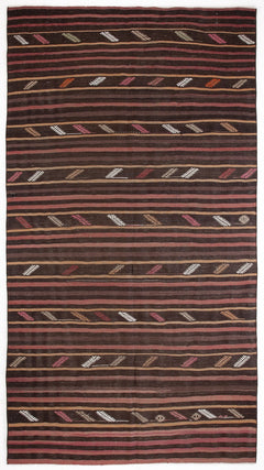 Girit Beige Striped Wool Handmade Area Rug 5'11" x 11'0"
