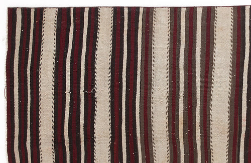 Girit 0480 Beige Striped Wool Handmade Area Rug 4'10" x 8'2"