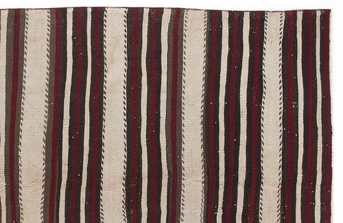 Girit 0480 Beige Striped Wool Handmade Area Rug 4'10" x 8'2"