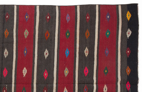 Girit Beige Striped Wool Handmade Area Rug 6'4" x 8'7"