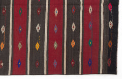 Girit Beige Striped Wool Handmade Area Rug 6'4" x 8'7"