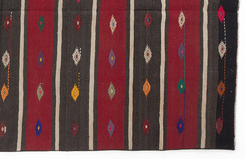 Girit Beige Striped Wool Handmade Area Rug 6'4" x 8'7"