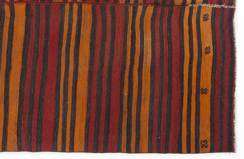 Girit Beige Striped Wool Handmade Area Rug 5'9" x 8'10"