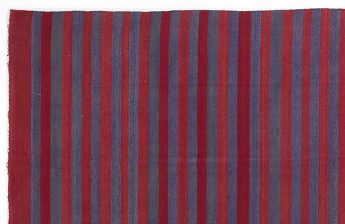 Girit Red Striped Wool Handmade Area Rug 4'9" x 11'0"