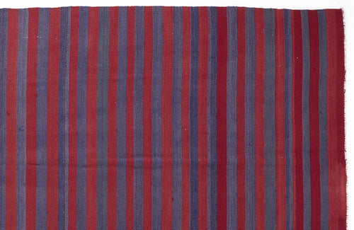 Girit Red Striped Wool Handmade Area Rug 4'9" x 11'0"