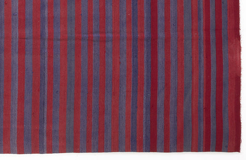 Girit Red Striped Wool Handmade Area Rug 4'9" x 11'0"