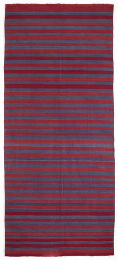 Girit Red Striped Wool Handmade Area Rug 4'9" x 11'0"