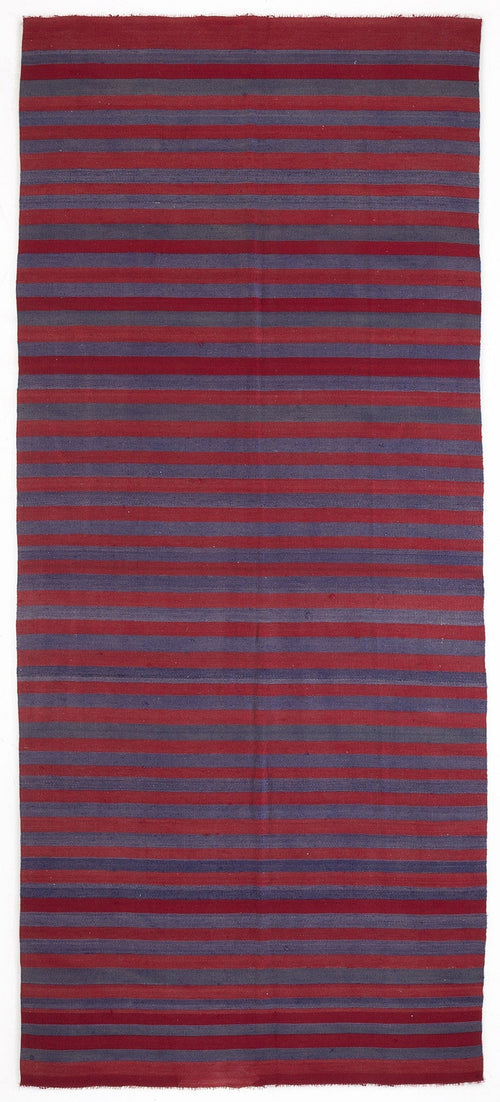 Girit Red Striped Wool Handmade Area Rug 4'9" x 11'0"