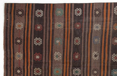 Girit Beige Striped Wool Handmade Area Rug 5'8" x 11'7"