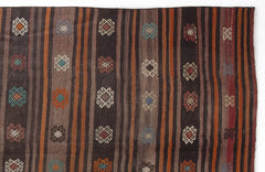 Girit Beige Striped Wool Handmade Area Rug 5'8" x 11'7"