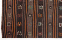 Girit Beige Striped Wool Handmade Area Rug 5'8" x 11'7"