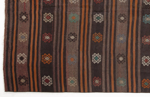 Girit Beige Striped Wool Handmade Area Rug 5'8" x 11'7"