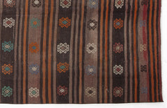 Girit Beige Striped Wool Handmade Area Rug 5'8" x 11'7"