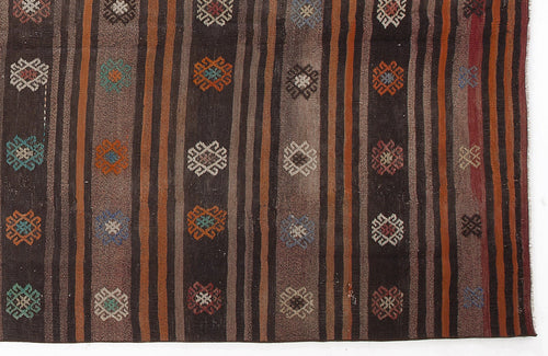 Girit Beige Striped Wool Handmade Area Rug 5'8" x 11'7"