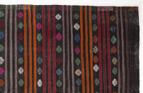 Girit Beige Striped Wool Handmade Area Rug 6'8" x 12'4"