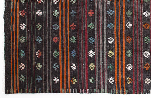 Girit Beige Striped Wool Handmade Area Rug 6'8" x 12'4"