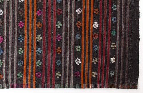 Girit Beige Striped Wool Handmade Area Rug 6'8" x 12'4"