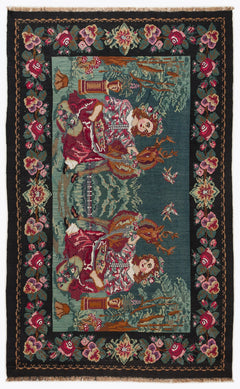 Girit Red Floral Wool Handmade Area Rug 6'4" x 10'6"