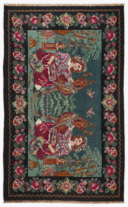 Girit Red Floral Wool Handmade Area Rug 6'4" x 10'6"