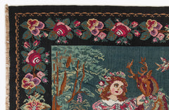 Girit Red Floral Wool Handmade Area Rug 6'4" x 10'6"