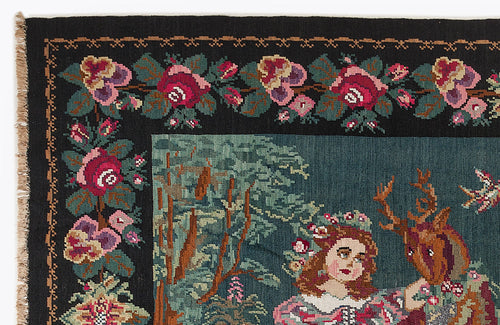 Girit Red Floral Wool Handmade Area Rug 6'4" x 10'6"