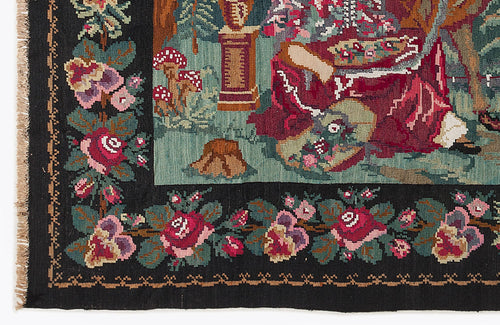 Girit Red Floral Wool Handmade Area Rug 6'4" x 10'6"