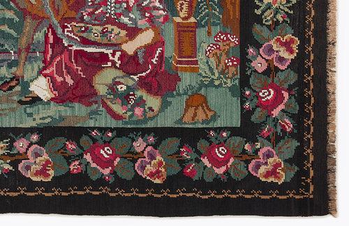 Girit Red Floral Wool Handmade Area Rug 6'4" x 10'6"