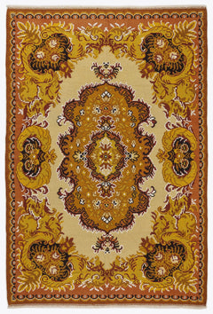 Girit Red Floral Wool Handmade Area Rug 6'6" x 9'5"