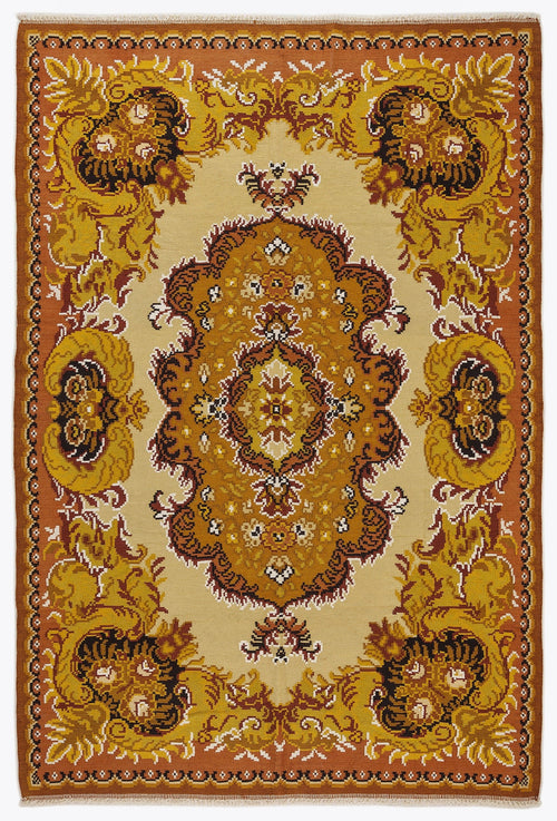 Girit Red Floral Wool Handmade Area Rug 6'6" x 9'5"