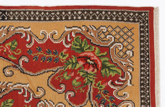 Girit Red Floral Wool Handmade Area Rug 5'11" x 8'10"