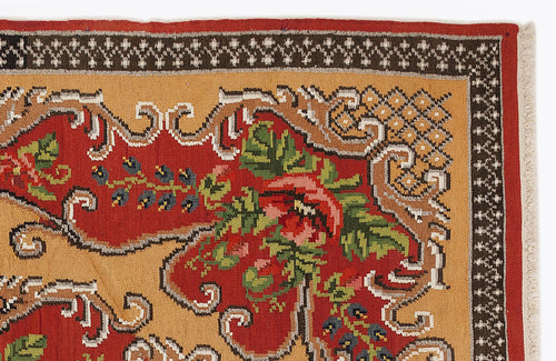 Girit Red Floral Wool Handmade Area Rug 5'11" x 8'10"