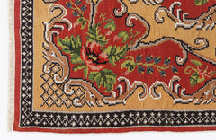 Girit Red Floral Wool Handmade Area Rug 5'11" x 8'10"