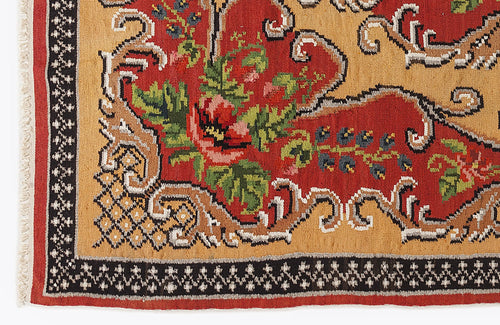 Girit Red Floral Wool Handmade Area Rug 5'11" x 8'10"