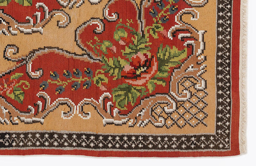 Girit Red Floral Wool Handmade Area Rug 5'11" x 8'10"