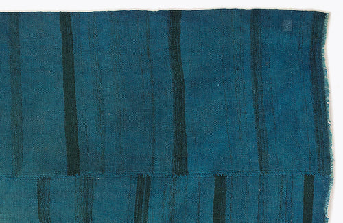 Girit Turquoise Striped Wool Handmade Area Rug 4'10" x 9'2"