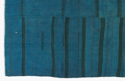 Girit Turquoise Striped Wool Handmade Area Rug 4'10" x 9'2"