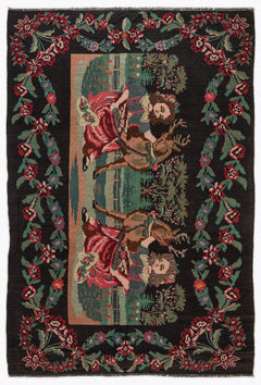 Girit Red Floral Wool Handmade Area Rug 6'8" x 10'0"